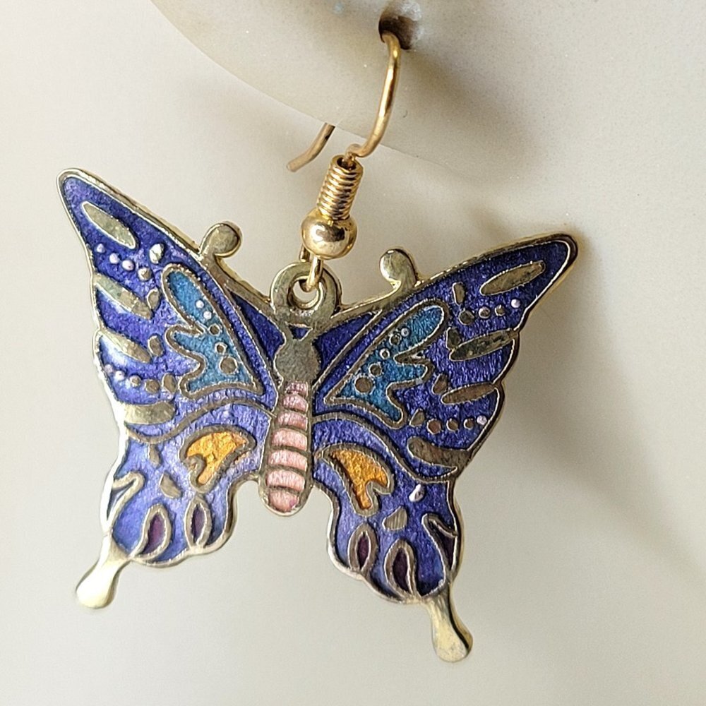 Butterfly Enamel Colorful Earrings - Picture 2 of 8